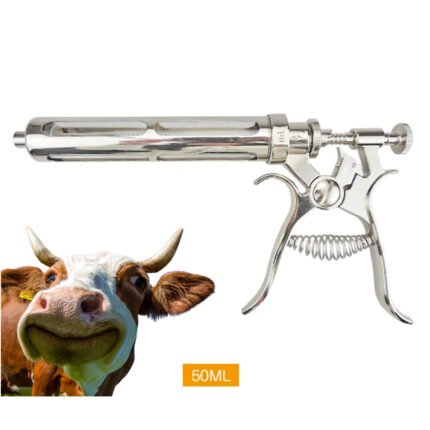 Jeringa pistola de acero inoxidable para animales de granja 50 ml